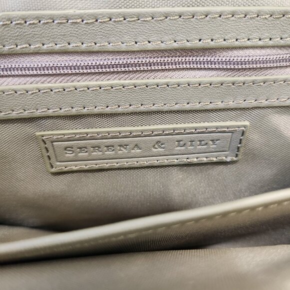 Serena & Lily Envelope Clutch Purse Peacock Embroidered Olive Green Canvas - Picture 2 of 13